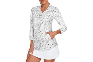 Viracy 3/4 Sleeve Womens Golf Shirts Quick Dry Quarter Zip Workout Tennis Polo Tops with Pocket