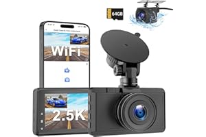 Dash Cam Front and Rear Camera, Otovoda 3Inch Screen WiFi Dash cam, 2.5K+1080P Dash Camera for Cars, Dashboard Camera with Free 64GB SD Card, Type-C Port, Parking Monitor, Super Night Vision