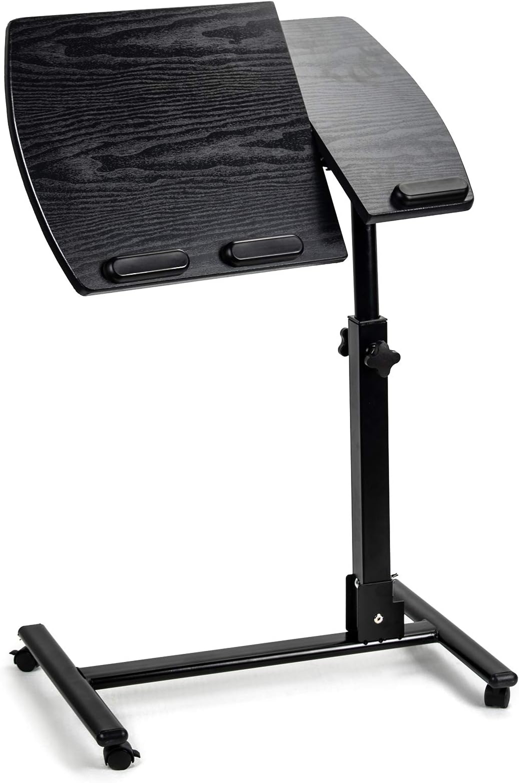 FOBUY Portable Adjustable Height from 60cm-90cm Laptop Desk,Rolling Table Desk Cart Tiltable,Lockable Casters&Mouse Pad Table,Black Walnut(360° Swivel and 180° Tilt