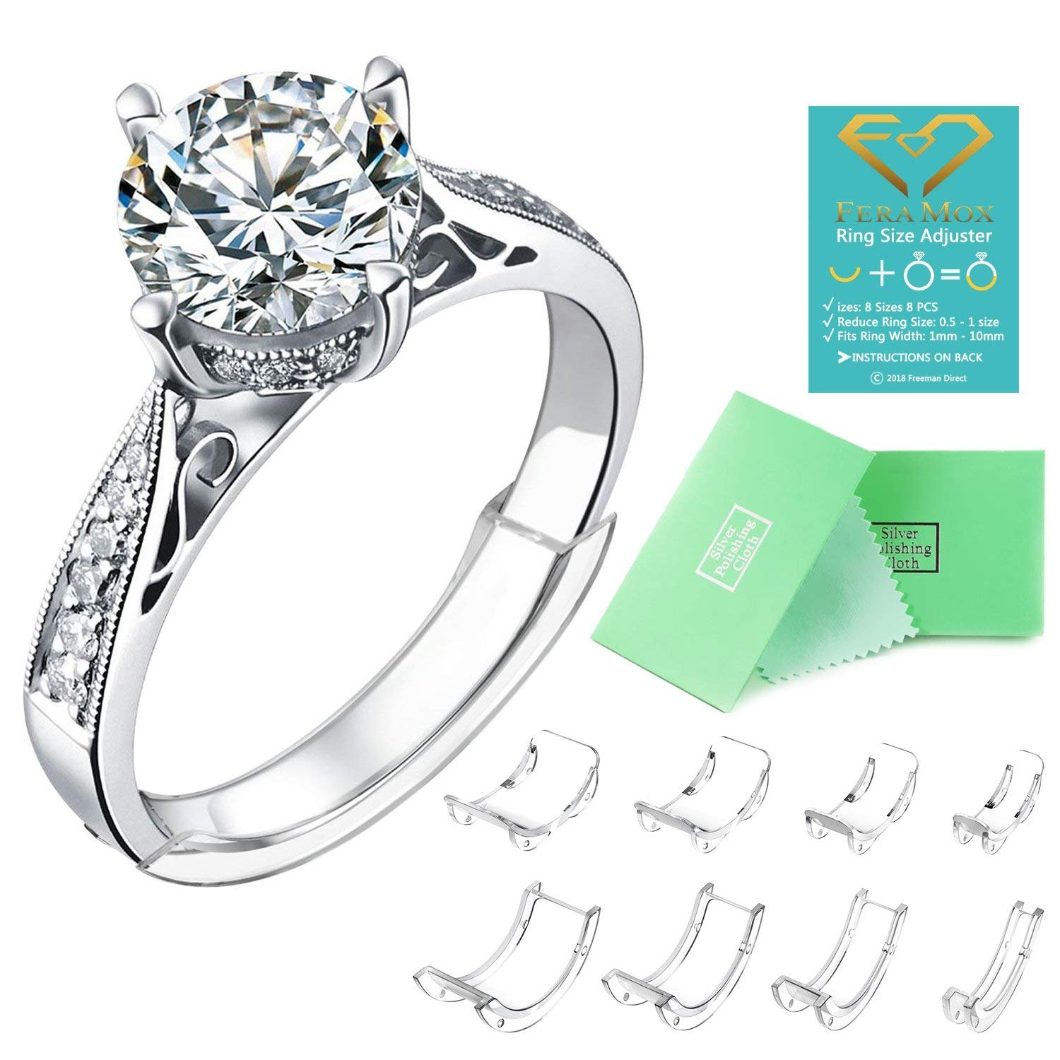 Set of 8 Invisible Ring Adjuster Size Reducer Jewelry Sizer Guard Clear