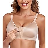 Lemorosy Women's Front Closure Bra Comfortable Wireless Lightly Lined Plus Size Full Coverage Racerback Brassiere