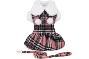 SEBAOYU Dog Christmas Sweater Dress with Leash, Winter Fall Puppy Clothes Warm Dog Sweaters for Small Dogs Girl, Fleece Small Dog Sweaters for Chihuahua Yorkie Teacup, Pet Cat Clothing (Small)