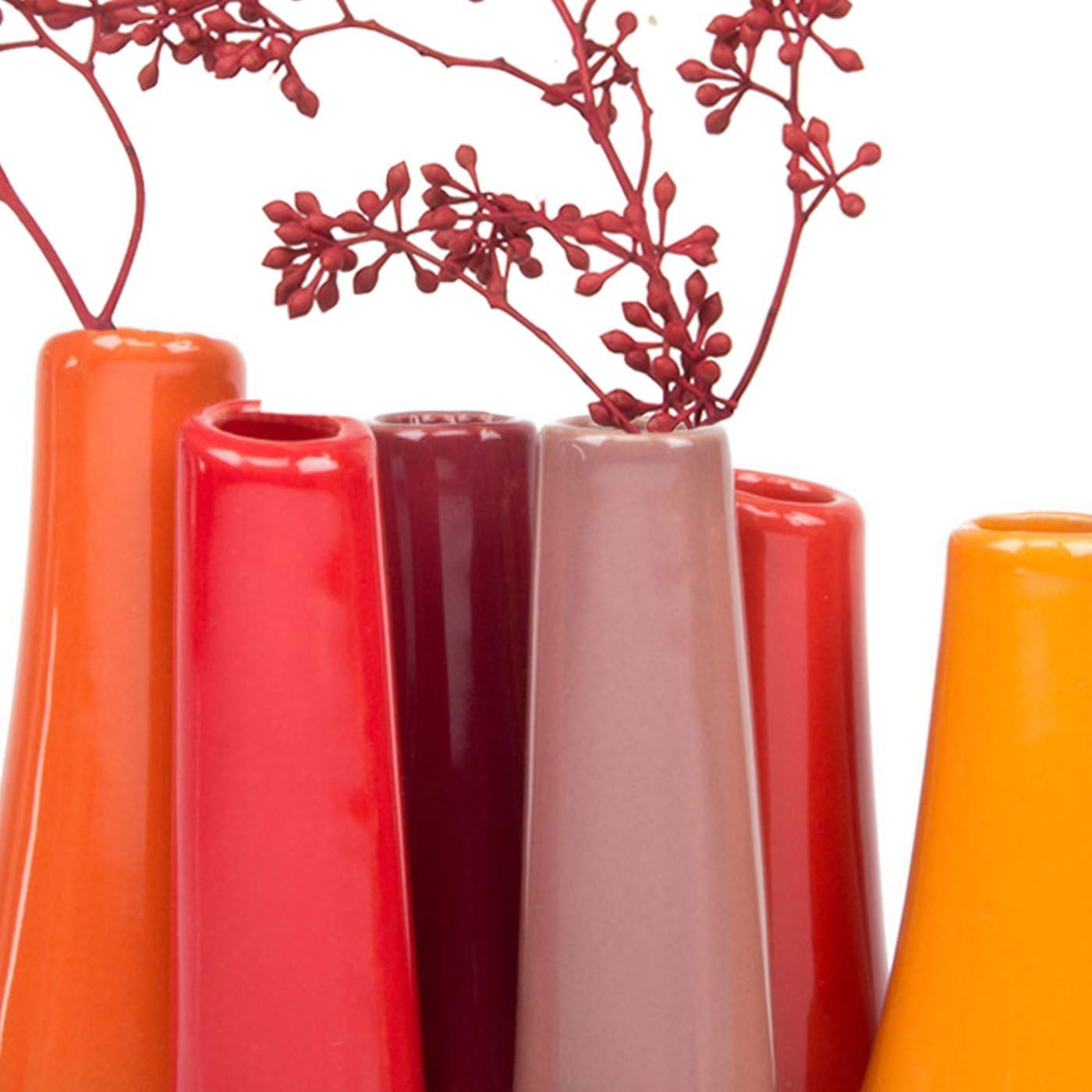 Chive ‘Pooley 2’ Multi-Chambered Flower Vase - Cute, Beautiful Ceramic Vase for Flowers & House Plants - Pumpkin, Orange & Red - Image 3