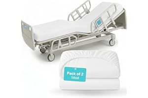 2 Pack Fitted Hospital Bed Sheets 36" x 80" x 6" Hospital Bed Fitted Sheets for Home Use & Hospital Care Beds with Elastic Al