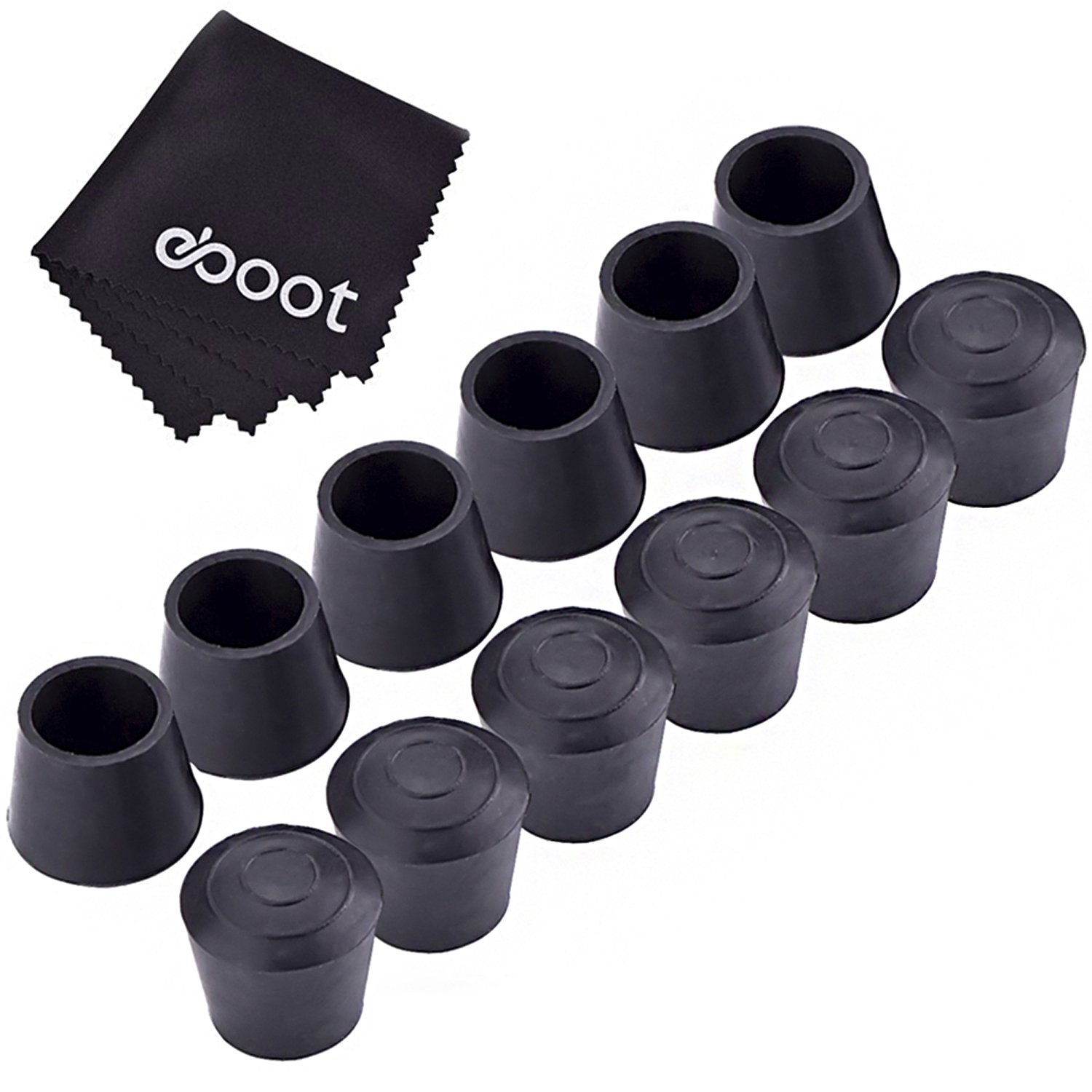 Chair Leg Caps Folding Boots Tips 7/8" Non Slipping Pack 12 Black
