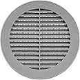 Vent Systems 6'' Inch Grey Soffit Vent Cover - Round Air Vent Louver - Grill Cover - Built-in Insect Screen - HVAC Vents for Bathroom, Home Office, Kitchen - Pack of 1