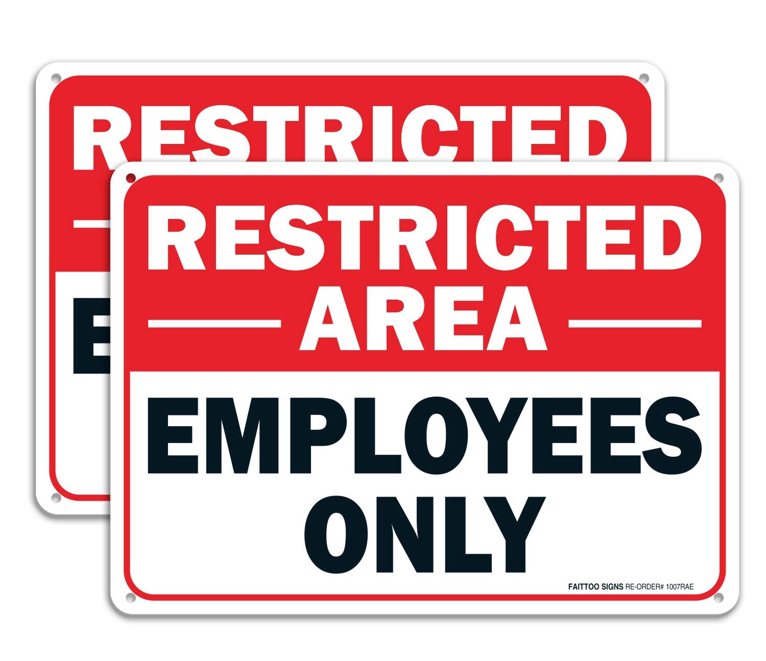 Photo 1 of (2 pack) Faittoo Restricted Area Employees Only Sign, 10 x 7 Inches .40 Rust Free Aluminum, UV Protected, Weather Resistant, Waterproof, Durable Ink?Easy to Mount