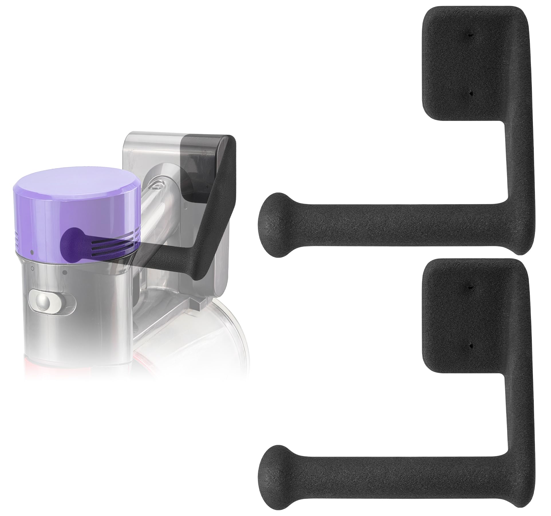 Photo 1 of Upgraded 2 Pack Easy Access Cordless Vacuum Wall Mount Hanging Holder fits for Dyson V-Series & Outsize Stick Vacuums – Heavy Duty Metal Wall Rack with Rubber Coating, Garage Shed Storage Brackets