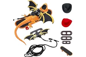 TEZUYOK 7 Pieces Bearded Dragon Tank Accessories,Bearded Dragon Leashes and Harnesses Set,S/M/L 3 Size Pack Leather Wing Lizard Harness with Removable Lizard Leash for Amphibians and Other Small Pet Animals