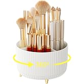 A-LuGei 5.9" Makeup Brush Holder for Vanity, Pen Holder for Desk Organizer | 【𝟯𝟲𝟬°𝗥𝗼𝘁𝗮𝘁𝗶𝗻𝗴】 5Slot Vanity Organizer