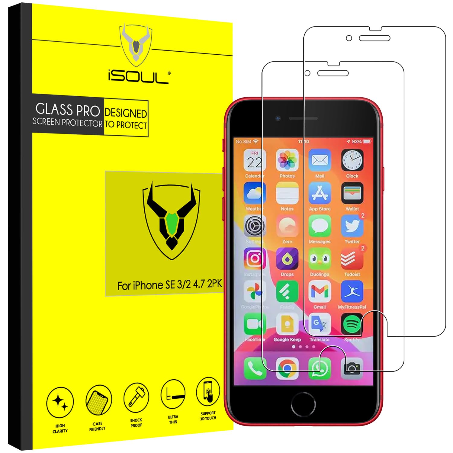 [4 Pack] Screen Protector for Apple iPhone 7 8 Tempered Glass Film 9h HD iSOUL, Premium Accessories 0.30mm Shatterproof Protectors 4.7 Inch [Ultra Strong] [Case Friendly] [3D Touch Compatible]