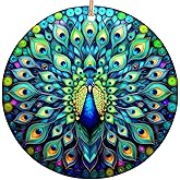 Rigufu 2025 Christmas Ornament – Peacock Stained Glass Christmas Ornament – Artistic Holiday Tree Decoration, Colorful Peacock Keepsake Gift