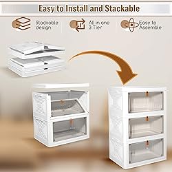 3 Tier Stackable Storage Bins with Lids, 23Qt