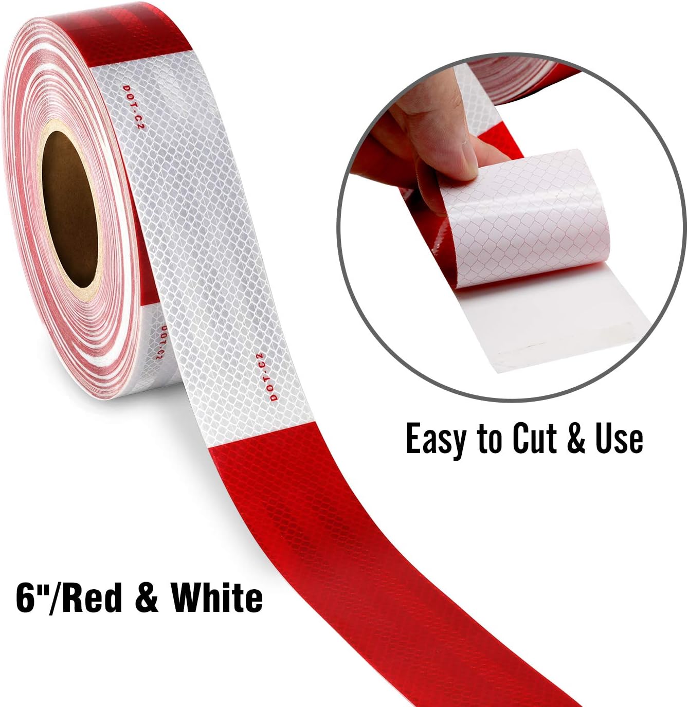DOT-C2 Reflective Safety Tape 2 Inch x 200 Feet Red/White Conspicuity Tape for Vehicles, Trailers, Boats, Signs (200 FT): Industrial & Scientific