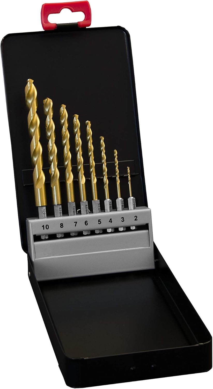 Hex Shank Drill Bit Set Cobalt diameter 2.0-10.0 Titanium Coating, M35 Material, Yellow, 19x11x2.5 - Image 4