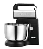 Holstein Housewares 5-Speed Hand and Stand Mixer, 250W Power with LED Light, Black and Stainless Steel – Versatile Mixer for Baking, Whipping, and More