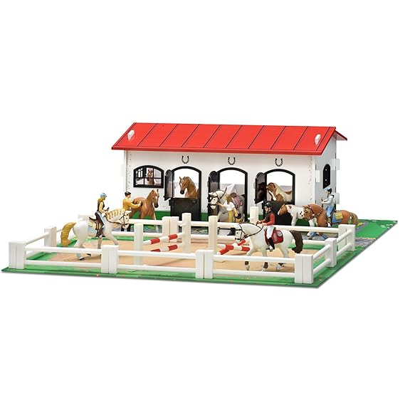 Micki 10.2152 - Stall aus Holz mit Spielmatte und Koppel