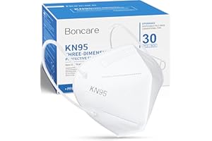 Boncare KN95 Face Mask 30 PCs, 5-Layer Face Mask for Men & Women, Updated Breathable, Comfortable (White)