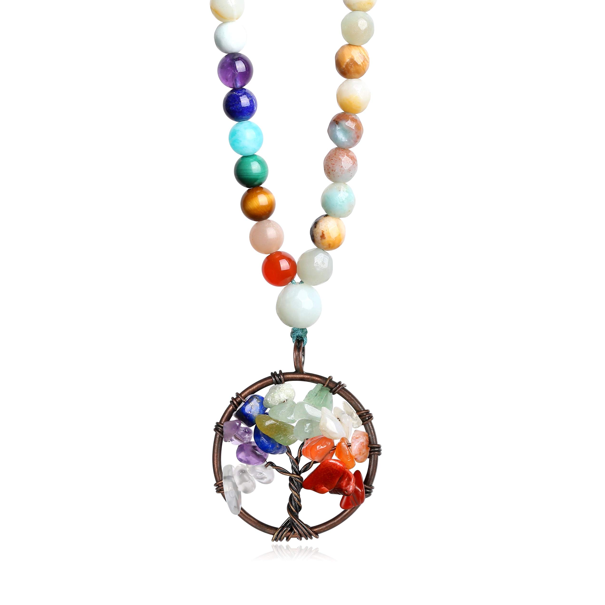coai 108 Mala Beads Tree of Life Amazonite Stone Japamala Necklace