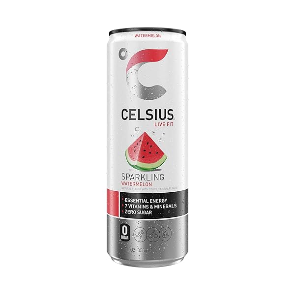CELSIUS SPARKLING WATERMELON, FUNCTIONAL ESSENTIAL ENERGY DRINK 12 FL OZ (PACK OF 12)
