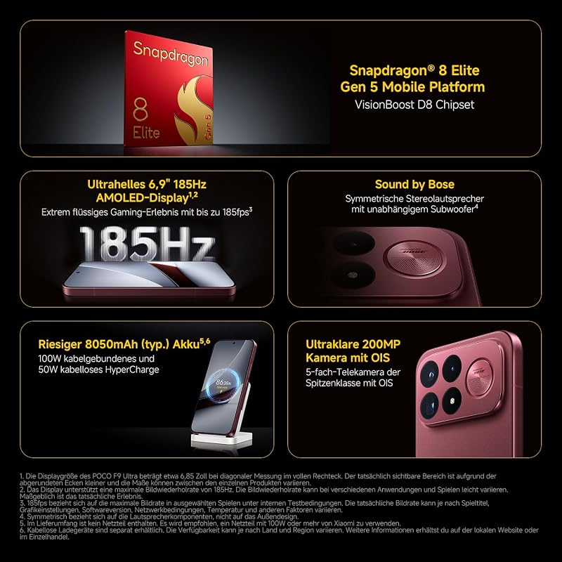 Poco F9 Ultra 5G, Smartphone 16+1TB, Black, 8050mAh Akku, 100W Laden