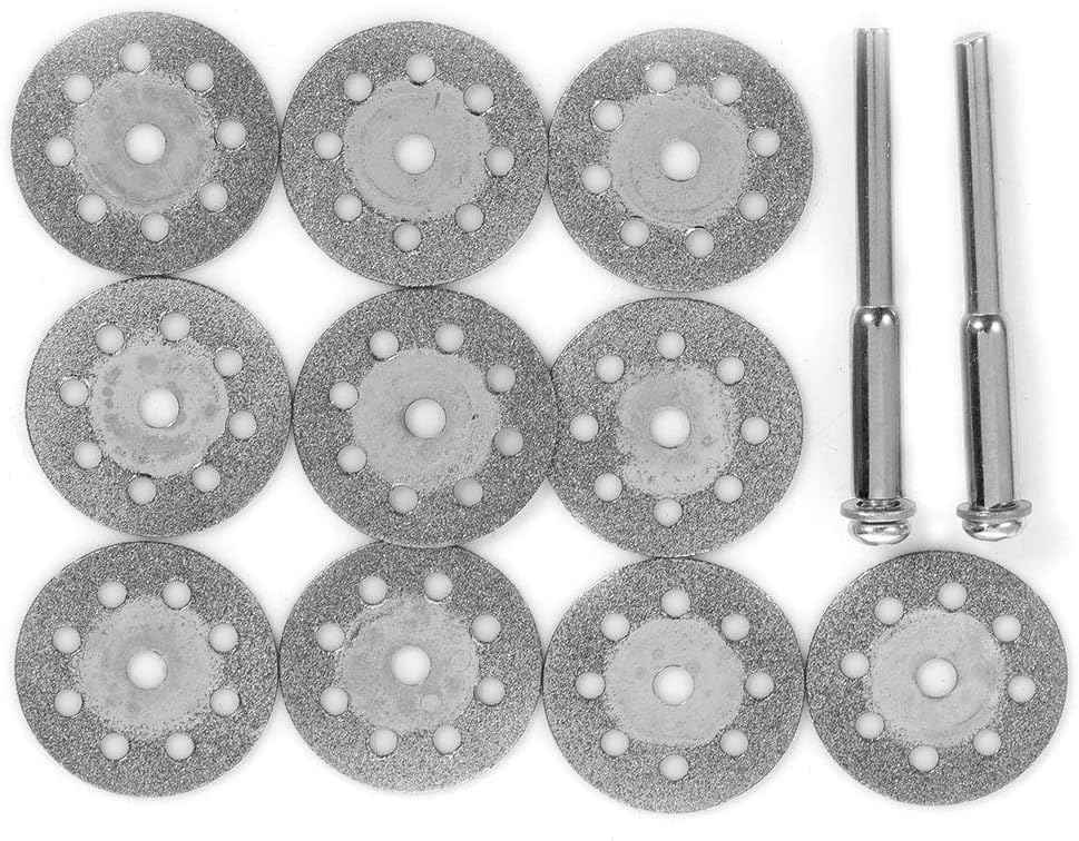 CTlite 10PCs Diamond Discs, 22mm Vented Diamond Cutting Wheel Grinding Sanding Discs Rotary Tools Kit with 2PCs Arbor Shafts