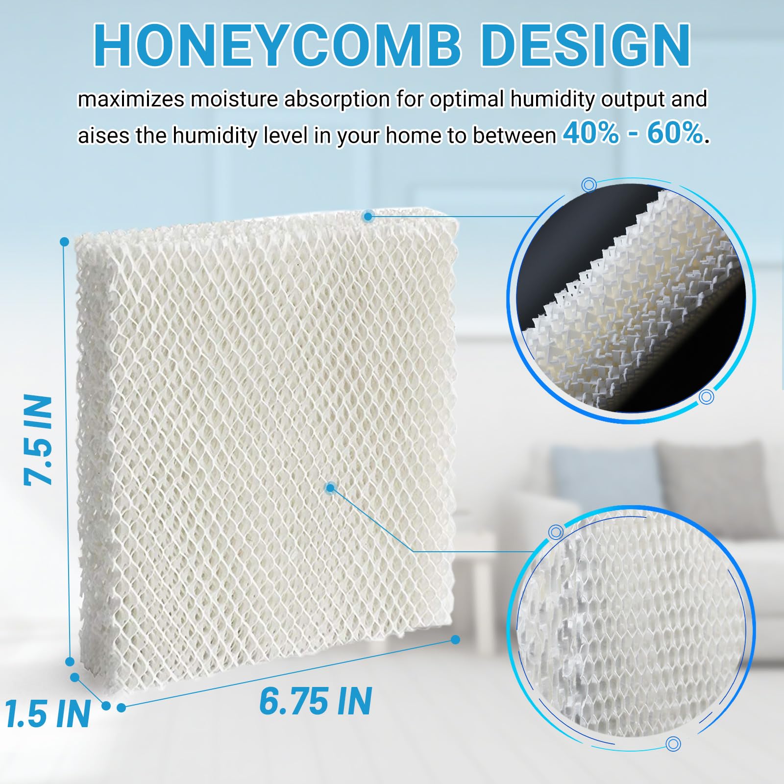 Lemige 6 Pack Humidifier Wicking HFT600 Filters T Compatible with Honeywell Tower Humidifier HEV615 HEV620, Compare to part HFT600T HFT600PDQ