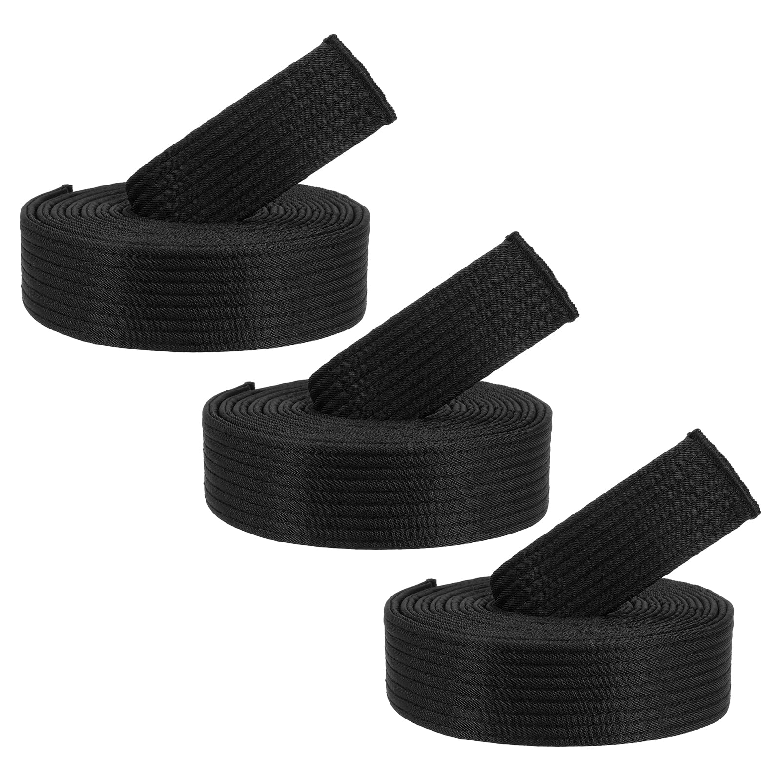 PATIKIL Taekwondo Colored Ranking Belts, 3 Pack 1.6" x8.5FT Polyester Martial Arts Colored Ranking Belt for Coach Teaching Practice, Black