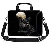 AMARY 14" 15" 15.4" 15.6" laptop sleeve chromebook case adjustable shoulder strap with handle accessory pocket for men women (Cat)