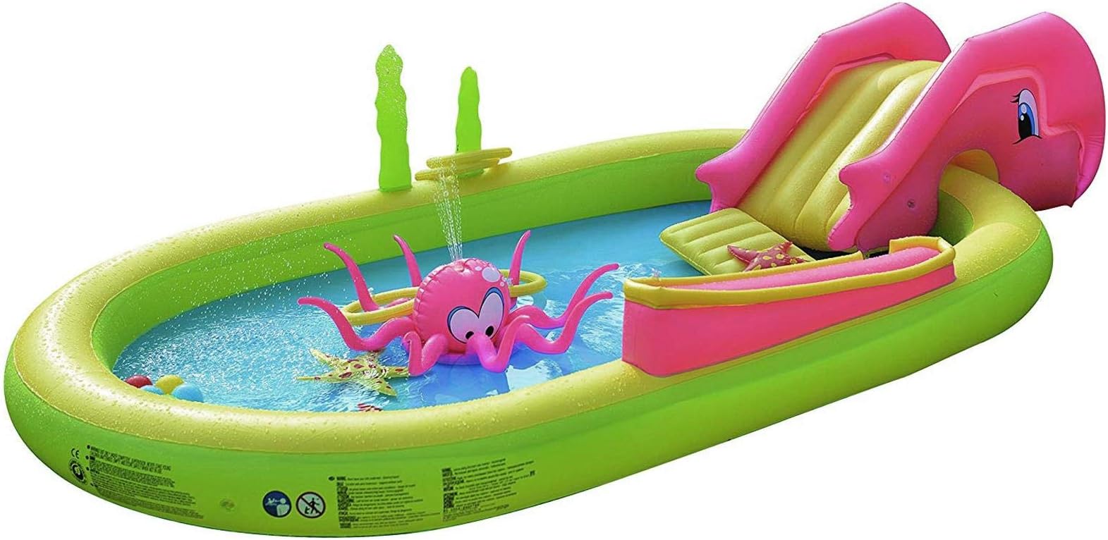 Childrens Kids Inflatable Sea Animal Play Swimming Centre Paddling Pool Buoy with Slide Outdoor Garden Summer Family Fun