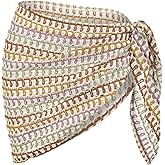 ZAFUL Sarong Coverups for Women Beach Vacation Fishnet See Thru Tie Side Bathing Suit Cover Up Mini Skirt