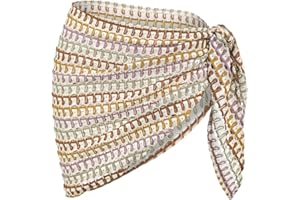 ZAFUL Sarong Coverups for Women Beach Vacation Fishnet See Thru Tie Side Bathing Suit Cover Up Mini Skirt