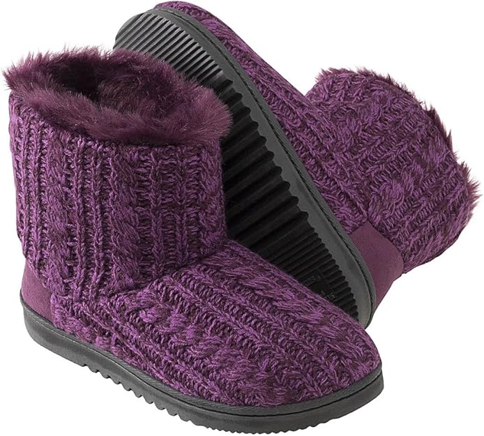 dearfoams cable knit bootie slippers