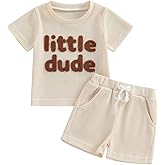 FOCUSNORM Toddler Baby Boy Summer Clothes Embroidered Waffle Short Sleeve T-Shirts Elastic Shorts Newborn Infant Boy Outfits