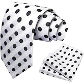 Luckyvestir Mens Tie Polka Dot Ties for Men, Silk Mens Ties and Pocket Square Set Formal Neckties Wedding Business