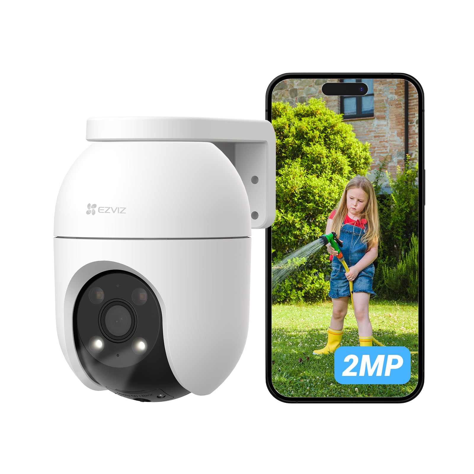 EZVIZ C8c 2MP 360° Outdoor WiFi Surveillance Camera with Auto-Zoom Tracking, Human Shape Detection, Colour Night Vision, Two-Way Audio, IP65 Waterproof, Active Defense