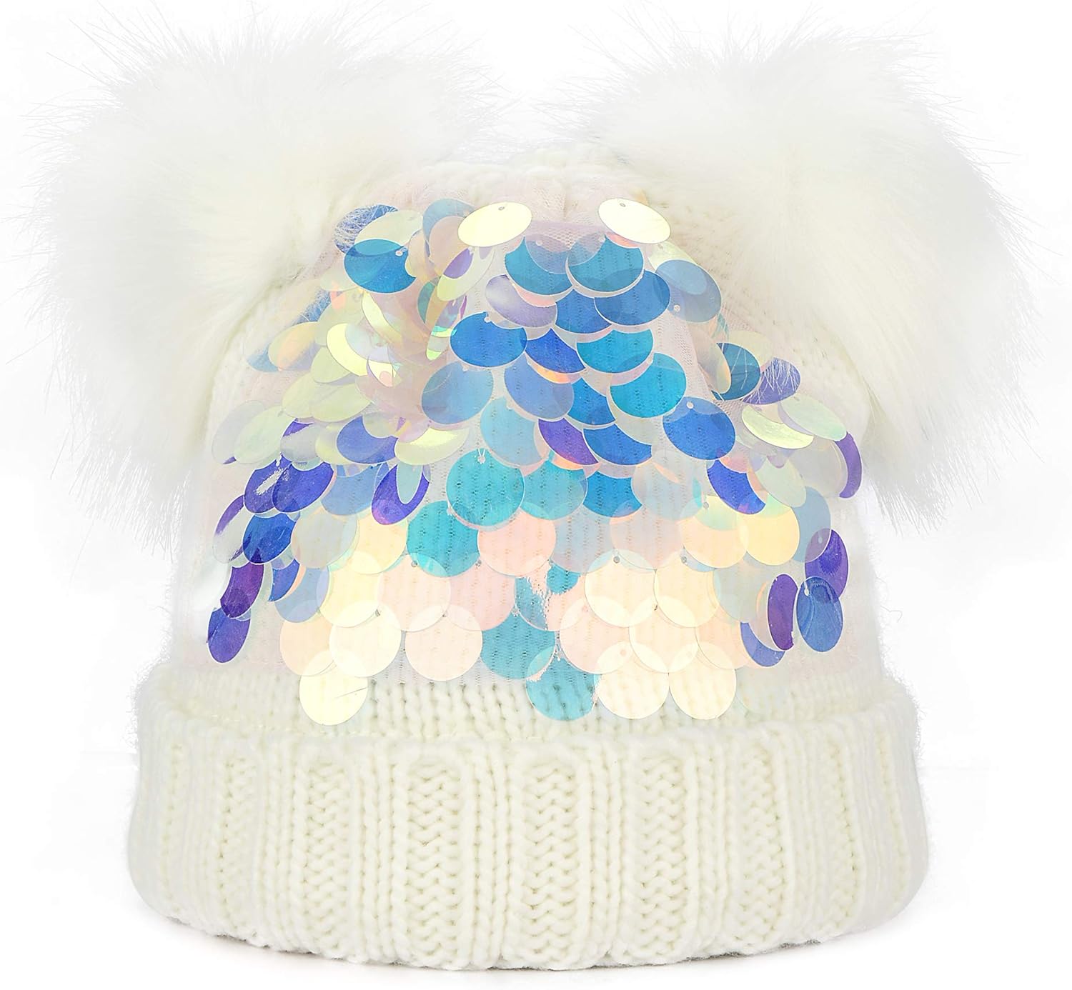 NWK Girl's Winter Beanie Hat (White): Clothing