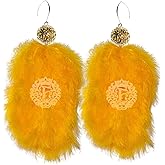 FASHMOROUS Boho Yellow Feather Dangles – Long Lightweight Earrings for Festival or Summer Outfits