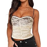 Women Sexy Y2k Double Lined Shelf Bra Tank Top Dressy Crop Corset Camisole Top with Built in Bra for Date Night Club