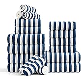 18-Piece Microfiber Bath Towels Set - 6 Bath Sheet, 6 Hand Towels, 6 Washcloths, Soft, Highly Absorbent Bathroom Towel, Quick Dry & Less Lint Shower towel for Bathroom, Hotel, Spa, Dorm-Blueberry