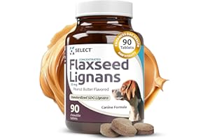 K9 Select Concentrated Flaxseed Lignans for Dogs, 20mg 90 Tablets, Flax Seed Natural Tablets, Peanut Butter Flavored Chewable