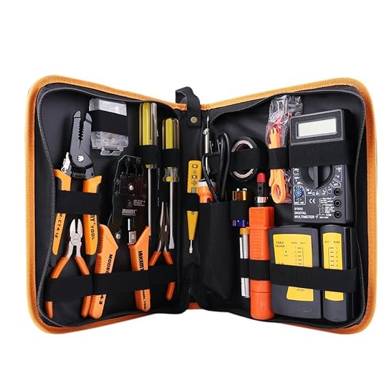 Professionelle Netzwerk-Toolkits - Wartung des Netzcomputers, Kabeltester 17 in 1 Reparaturwerkzeuge - RJ45-Steckverbinder,Ka