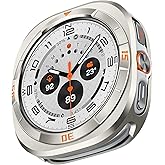 Amizee Numeric Metal Case for Samsung Galaxy Watch Ultra/Ultra 2 47mm, Rugged Back Cover Ultra Thin Bumper Frame Protective Cover for Galaxy Watch 7/8 Ultra, Numeric-Titanium/Orange