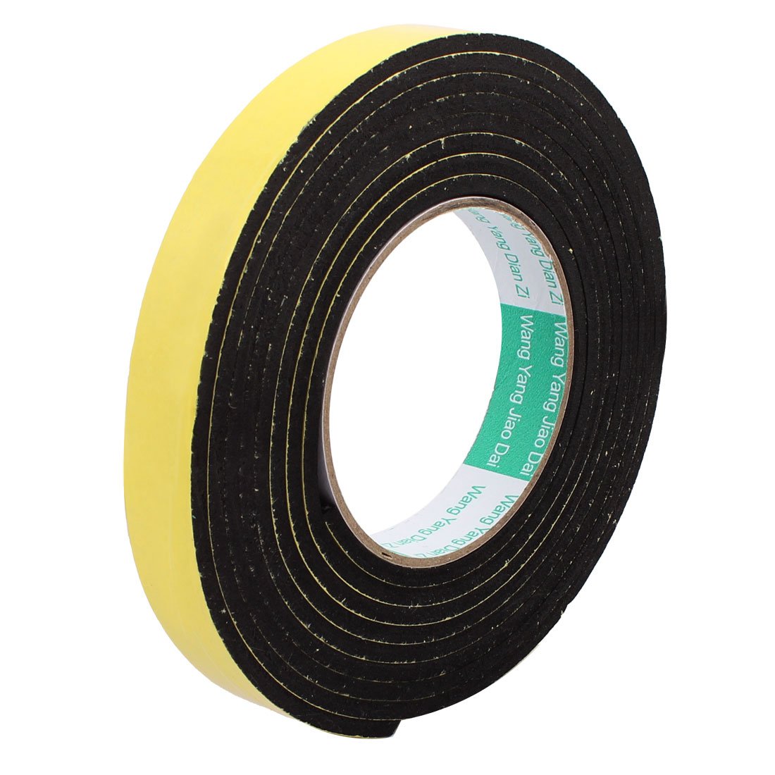 Sourcingmap Sealing Foam Tape 20mm Wide 4mm Thick 3 M/9.84ft Long, Self Adhesive Weather Strip for Window Door Insulation, Yellow Black