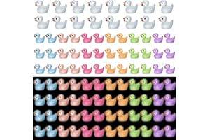 FRIUSATE 100 PCS Tiny Ducks Miniature Resin Duck Glow in The Dark Ducks Mini Figures Micro Landscape Aquarium Dollhouse Ornament Potted Plants DIY Decoration for Prank Party Favor, Ducks Luminous