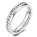 TIGRADE 4mm 6mm Titanium Ring Cubic Zirconia