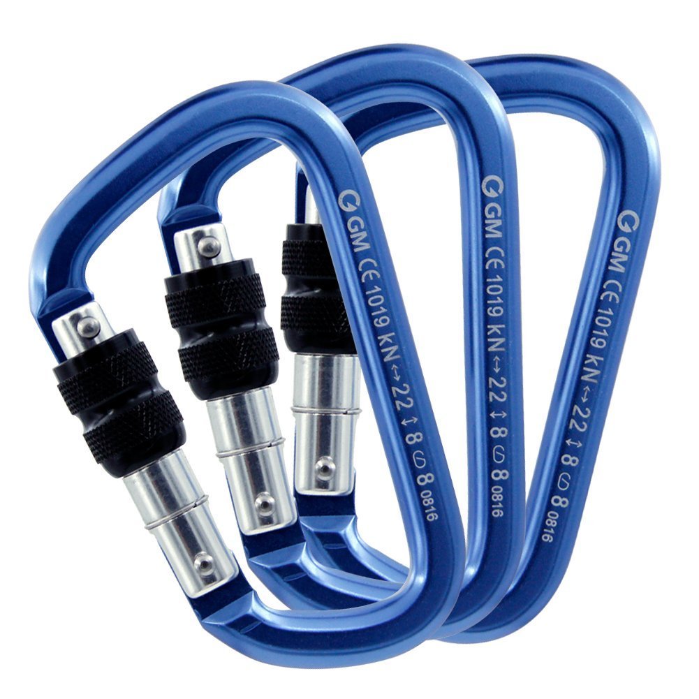 GM CLIMBING Screw Locking Carabiner D Shape Large Carabiner for Rock