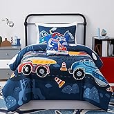 Kaleido Space Kids Comforter Set Twin Size for Boys, Glow in The Dark Truck Bedding Set 1 Comforter, 1 Decor Pillow, 1 Pillow Shams