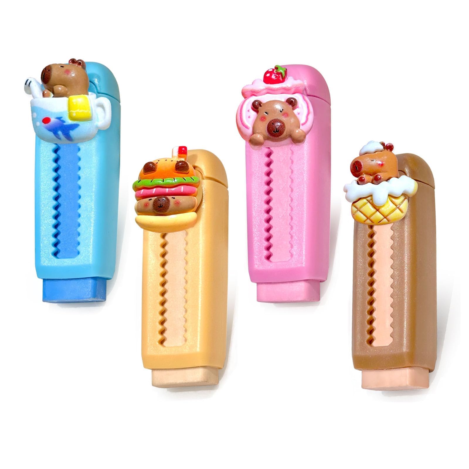 4 Pack Animal Eraser Sliding Push Pull Capybara Eraser Retractable Rubbers Erasers Capybara Rubber for Students Homework School Classroom Rewards Prizes Party Favors