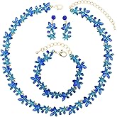 chaoyite Elegant Butterfly Crystal Wedding Jewelry Sets for Women Brides Bridal Choker Necklace Earrings Bracelet Prom Formal Costume Accessories